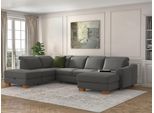 Wohnlandschaft SIT & MORE "Dundee U-Form", grau, B:338cm H:86cm T:219cm, Sofas, Wohnlandschaft, mit Federkern und Massivholzfüßen, wahlweise mit Kopfteilverstellung