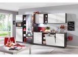 Spülenschrank KOCHSTATION "KS-Paris", grau (weiß, anthrazit), B:110cm H:85cm T:60cm, Holzwerkstoff, Schränke, Spülenschrank