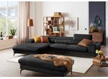 Ecksofa W.SCHILLIG "piedroo, Designsofa mit tollem Sitzkomfort, bequem und elegant, L-Form", grau (anthrazit s37), B:343cm H:70cm T:193cm, Stoff S37 (100% Polyester): Luxus-Microfaser in Lederoptik, Sofas, Ecksofa, Kopfteilverstellung, wahlweise mit Sitztiefenverstellung, Breite 343cm