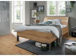 Futonbett WIEMANN "Monaco, 4-fache Liegehöhenverstellung", braun (bianco, eiche, nachbildung, leisten in schiefer), B:169cm L:218cm, Betten, Futonbett, mit stilvollem Holzkopfteil, Made in Germany
