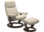 Relaxsessel STRESSLESS "Consul", beige (cream batick), B:85cm H:100cm T:77cm, Leder BATICK: BATICK ist ein leicht korrigiertes, durchgefärbtes und genarbtes Möbelleder, bei dem die meisten Unebenheiten und Spuren in der Regel entfernt wurden.;Leder PALOMA: PALOMA ist ein durchgefärbtes Semianilin-Möbelleder mit natürlicher Narbung.;ROHLEDER Stoff Q2 FARON: Ein fester zuverlässiger Bouclé mit einem