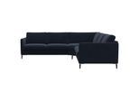 Ecksofa FLEXLUX "Fiore, L-Form, bequem und komfortabel durch hochwertigem Sitzaufbau", blau (royal blau), B:249cm H:85cm T:92cm, 100% Polyester, Sofas, Ecksofa, schmale Armlehnen, Kaltschaum, Füße Alu+schwarz