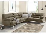 Ecksofa TRENDMANUFAKTUR "Cecilia II, in italienischen Design, bequem, hoher Sitzkomfort, L-Form", braun (schlamm), B:280cm H:87cm T:240cm, Microfaser Vintage (100% Polyester);Struktur (100% Polyester);Struktur fein (100% Polyester), Sofas, Ecksofa, extrabreite Armlehnen für noch mehr Sitzkomfort