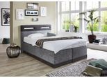 Boxspringbett, grau (anthrazit, grau), Kaltschaum-Topper, Liegefläche B/L: 140cm x 200cm, H2 + H2, 7-Zonen-Kaltschaummatratze, Bezug Obermatratze 100% Polyester, waschbar bis 60C;Bezug Unterbox und Kopfteil: Mikrofaservelours (100% Polyester), WESTFALIA SCHLAFKOMFORT, Komplettbetten, Boxspringbett, mit LED-Beleuchtung