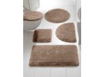 Badematte HEINE HOME Gr. 10, grau (taupe), rund (45cm x 50cm ) WC-Vorleger rechteckigmit Ausschnitt WC-Deckelbezug (47cm x 50cm), 1 Stk., Badematten, Badematte