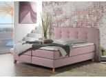 Boxspringbett HOME AFFAIRE "Cecina", rosa (rosé), B:202cm L:210cm, Struktur fein (100% Polyester), Komplettbetten, Boxspringbett, in 5 Breiten, 3 Ausführungen, 2 Härtegrade, Knopfheftung, Topper