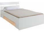 Bett PRIESS, weiß (weiß, struktureichefarben hell), Liegefläche Länge B: 200cm x 120cm, Betten, Bett