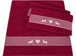 Handtuch Set DYCKHOFF "Oktoberfest", rot (granat), 3 Stk., Frottier, Frottier, Obermaterial: 100% Baumwolle, Handtuch-Sets, Handtuch Set, Made in Germany (2 Handtücher, 1 Duschtuch)