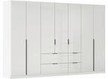 Drehtürenschrank OTTO HOME "Kleiderschrank Kleiderschränke Schrank Garderobe AGORDO mit Glasfront", weiß (alpinweiß, glas kristallweiß), B:315cm H:229cm T:54cm, Holzwerkstoff, Schränke, Drehtürenschrank, mit Außenschubkästen, in 7 Breiten und 2 Höhen MADE IN GERMANY