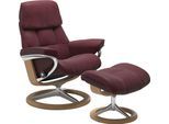 Relaxsessel STRESSLESS "Ruby", rot (bordeaux batick), B:88cm H:101cm T:78cm, Leder BATICK: BATICK ist ein leicht korrigiertes, durchgefärbtes und genarbtes Möbelleder, bei dem die meisten Unebenheiten und Spuren in der Regel entfernt wurden.;Leder PALOMA: PALOMA ist ein durchgefärbtes Semianilin-Möbelleder mit natürlicher Narbung., Sessel, Relaxsessel, mit Signature Base, Größe L, Gestell Eiche, W