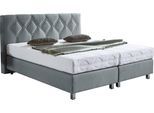 Boxspringbett "Phönix", grau, B:175cm L:210cm, Bezug Bett: Microvelours (100% Polyester) oder Feinstruktur (100% Polyester);Bezug Bonnell-Federkernmatratze: 100% Polyester;Bezug Kaltschaummatratze: 100% Polyester;Bezug Tonnentaschenfederkernmatratze: 80% Baumwolle, 20%Polyester, WESTFALIA SCHLAFKOMFORT, Komplettbetten, Boxspringbett