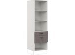 Seitenschrank IMPULS KÜCHEN "Prag", Breite/Höhe: 60/190,7 cm, mit Soft-Close", grau (beton, optik schiefer dunkelgrau), B:60cm H:190,7cm T:57,6cm, Dekorfolie, Holzwerkstoff, Schränke, Seitenschrank, vormontiert, mit Schubkasten, mit Auszug, mit verstellbaren Fachböden