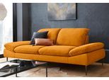 2,5-Sitzer W.SCHILLIG "enjoy&MORE", gelb (brandy s37), B:232cm H:87cm T:110cm, Chenille-Flachgewebe R66 (85% Polyester, 15% Nylon);Longlife Xtra-Leder Z59: Glattleder mit modischer Prägung. Hautstärke 0, 9 - 1, 1 mm;Stoff S37 (100% Polyester), Sofas, 2 5-Sitzer, Sitztiefenverstellung, Füße bronze pulverbeschichtet, Breite 232 cm