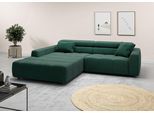 Ecksofa 3C CANDY "Denver auch mit Cord- und Easy care-Bezug, Kopfteilverstellung L-Form", grün, B:258cm H:68cm T:217cm, 95% Polyester, 5% Nylon, Sofas, Ecksofa, wahlweise. mit motorischer Sitztiefenverstellung