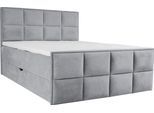 Boxspringbett HOME AFFAIRE "Timeo", grau (hellgrau), B:141cm L:210cm, Komplettbetten, Boxspringbett, in den Breiten 120,140,160 & 180 cm erhältlich
