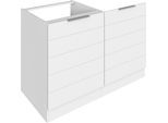 Spülenschrank KOCHSTATION "KS-Luhe", weiß (weiß matt, weiß), B:120cm H:82cm T:60cm, MDF, Schränke, Spülenschrank, 120 cm breit, hochwertige MDF-Fronten mit waagerechter Lisene