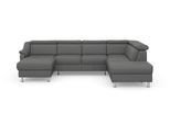 Wohnlandschaft SIT & MORE "Freetown U-Form", grau (steel), B:315cm H:84cm T:216cm, Sofas, Wohnlandschaft, Kopfteilverstellung und Federkern, wahlweise mit Bettfunktion