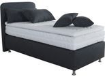 Boxspringbett, grau (dunkelgrau), B:170cm L:212cm, Bezug Kaltschaum-Topper: mit Klimafaser versteppt, 100% Polyester;Bezug untere Box und Kopfteil: wahlweise hochwertiger Microvelour (100% Polyester), feiner Strukturstoff (100% Polyester) oder Kunstleder;Bezug Obermatratze: 100% Polyester, Bezug abnehm- und waschbar bis 60C, WESTFALIA SCHLAFKOMFORT, Komplettbetten, Boxspringbett, inkl. Kaltschaum