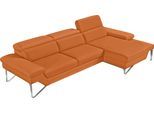 Ecksofa EGOITALIANO "Princess, elegantes Designsofa mit erstklassigem Sitzkomfort, L-Form", orange, B:282cm H:95cm T:168cm, Leder »BULL« (echtes Rindsleder). Geschliffenes, pigmentiertes und behandeltes Rindsleder mit einer Dicke von 1, 3-1, 5 mm. Dieses Leder zeigt eine ziemlich weiche Hand mit einem halb undurchsichtigen Aussehen. Es handelt sich um ein geschütztes Leder. Eine leichte Deckschich