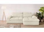 Ecksofa HOME AFFAIRE "ALVERIE mit Recamiere, moderne Steppung, Maße: B/T/H 274/203/106 cm", beige (creme), B:274cm H:106cm T:203cm, 83% Polyester, 17% Nylon, Sofas, Ecksofa, L-Form mit Wellenunterfederung, mit 4 Rückenkissen, pflegeleicht Stoff