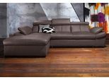 Ecksofa EXXPO - SOFA FASHION "Salerno, Funktionssofa, Breite 280cm, hoher Sitzkomfort, L-Form", braun (schoko), B:280cm H:77cm T:170cm, Microfaser-Primabelle (100% Polyester);NaturLEDER;Kunstleder;Lederfaserstoff;Luxus-Microfaser Lederoptik, Sofas, Ecksofa, inkl. Kopf- und Armteilverstellung, wahlweise mit Bettfunktion