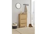 Schuhkommode WOODMAN "NewEst", braun (eichefarben), B:67cm H:138cm T:28cm, Sideboards, Schuhkommode, Breite 67 cm, mit 3 Klappen, Holzfurnier aus Eiche, FSC