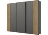 Schwebetürenschrank MUSTERRING "Isabelle", grau (graphit, dekor), B:278,9cm H:236cm T:67cm, Hartfaserplatte, Holzwerkstoff, Schränke, Schwebetürenschrank, Türen mit Lamellenoptik, verschiedene Größen und Farben, Höhe 236cm