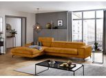 Ecksofa W.SCHILLIG "piedroo, Designsofa mit tollem Sitzkomfort, bequem, L-Form", gelb (brandy s37), B:343cm H:70cm T:193cm, Stoff S37 (100% Polyester): Luxus-Microfaser in Lederoptik, Sofas, Ecksofa, Kopfteilverstellung, wahlweise mit Sitztiefenverstellung, Breite 343cm