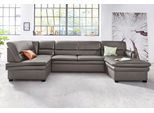 Wohnlandschaft SIT & MORE "Pisa U-Form", grau (elefant), B:319cm H:89cm T:168cm, Flachgewebe (100% Polyester);Luxus-Microfaser1 (100% Polyester);Luxus Microfaser2 (90% Polyester, 10% Polyamid), Sofas, Wohnlandschaft, mit Federkern, wahlweise mit Bettfunktion