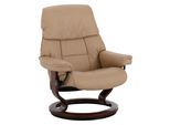 Relaxsessel STRESSLESS "Ruby", beige (sand paloma), B:74cm H:97cm T:74cm, Leder BATICK: BATICK ist ein leicht korrigiertes, durchgefärbtes und genarbtes Möbelleder, bei dem die meisten Unebenheiten und Spuren in der Regel entfernt wurden.;Leder PALOMA: PALOMA ist ein durchgefärbtes Semianilin-Möbelleder mit natürlicher Narbung., Sessel, Relaxsessel, mit Classic Base, Größe S, Gestell Eiche, Wenge,