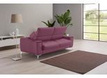 Schlafsofa EGOITALIANO "Francine Designsofa, Loungesofa mit Dauerschlaffunktion, Breite 233 cm", lila (violett), B:233cm H:100cm T:106cm, Leder NUVOLE (Echtes Rindsleder). Halbnatürliches, halbnarbiges Rindsleder mit einer natürlichen Körnung von 1, 2 bis 1, 4 mm. Dieses Leder hat eine weiche, wachsartige Haptik mit mattem Aussehen und einem Wolkeneffekt. Es handelt sich um ein Naturleder, das die