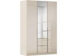 Drehtürenschrank OTTO HOME "Kleiderschrank Kleiderschränke Schrank Garderobe AGORDO mit Glasfront", beige (beige, glas beige (champagner)), B:136cm H:229cm T:54cm, Holzwerkstoff, Schränke, Drehtürenschrank, mit Außenschubkästen, in 7 Breiten und 2 Höhen MADE IN GERMANY