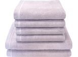 Handtuch Set DYCKHOFF "Landscape", lila (lavendel), 6 Stk., Walkfrottier, Walkfrottier, Obermaterial: 100% Baumwolle, Handtuch-Sets, Handtuch Set, 4 Handtücher (50x100cm), 2 Duschtücher (70x140cm)