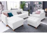Ecksofa EXXPO - SOFA FASHION "Elio, kompakt, bequem & zeitloses Design, Breite 217cm, L-Form", weiß (alpine weiß), B:217cm H:84cm T:157cm, Luxus-Kunstleder;NaturLEDER (echtes Rindsleder) in Sitz und Rücken. Korpus in passendem Kunstleder SOFTLUX bezogen, Sofas, Ecksofa, wahlweise mit Bettfunktion