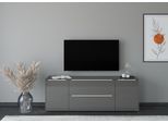 Lowboard "Reno", grau (anthrazit matt lack, glas anthrazit glanz), B:182cm H:63cm T:42cm, Glas, Holzwerkstoff, SET ONE BY MUSTERRING, Sideboards, Lowboard, Mit Gleitern und in verschiedenen Farben erhältlich