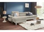 Ecksofa EXXPO - SOFA FASHION "Fiji, hochwertige Detailverarbeitung, Breite 292cm, L-Form", beige, B:292cm H:98cm T:167cm, Luxus-Kunstleder;Webstoff (100% Polyester);Webvelours (100% Polyester), Sofas, Ecksofa, bequem durch Kopf- und Armteilverstellung, wahlweise mit Bettfunktion