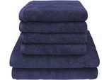 Handtuch Set DYCKHOFF "City Lights", blau (ultramarin), 6 Stk., Walkfrottier, Walkfrottier, Obermaterial: 100% Baumwolle, Handtuch-Sets, Handtuch Set, 4 Handtücher (50x100cm), 2 Duschtücher (70x140cm)