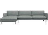 Ecksofa FLEXLUX "Bolzano, elegant und bequem, L-Form", blau (sky blau), B:294cm H:61cm T:165cm, 62% Polyester, 17% Cotton, 14% Viscose, 7% Linen, Sofas, Ecksofa, Sitzaufbau mit Kaltschaum & Stahl-Wellen, loose Sitz -& Rückenkissen