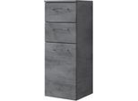 Unterschrank SAPHIR "Quickset 945 Badschrank mit 1 Tür, 2 Schubladen, 35 cm breit", grau (oxid dunkelgrau quer), B:35cm H:90,5cm T:33cm, Holzwerkstoff, Schränke, Unterschrank, Badezimmermöbel inkl. Türdämpfer, Oxid Dunkelgrau, Griffe Chrom Glanz