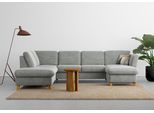 Wohnlandschaft HOME AFFAIRE "Trelleborg U-Form", silber, B:307cm H:86cm T:213cm, 100% Polyester, Sofas, Wohnlandschaft, wahlweise mit Bettfunktion und Bettkasten, inkl. Federkern-Polsterung