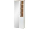 Garderobenschrank INNOSTYLE "BARI Garderobenschrank mit Spiegel, BxHxT 78x202x38 cm", weiß, B:78cm H:202cm T:38cm, Holzwerkstoff, MDF, Schränke, Garderobenschrank, 2 türig, 10 Fächer, Softclose, ABS Kantenschutz, Kleiderstange