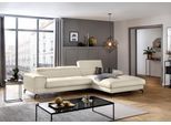 Ecksofa W.SCHILLIG "piedroo, Designsofa mit tollem Sitzkomfort, L-Form", grau (eisgrau z59), B:303cm H:70cm T:193cm, Longlife Xtra-Leder Z59: Glattleder mit modischer Prägung. Hautstärke 0, 9 - 1, 1 mm, Sofas, Ecksofa, Kopfteilverstellung, wahlweise mit Sitztiefenverstellung, Breite 303cm