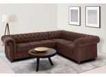 Chesterfield-Sofa HOME AFFAIRE "Chesterfield Ecksofa, auch in Leder L-Form", braun, B:250cm H:74cm T:210cm, Luxus-Microfaser (94% Polyester, 5% Nylon, 1% Spandex);Microfaser Antiklederoptik (100% Polyester);NaturLEDER (echtes italienisches Rindsleder), Sofas, Chesterfield-Sofa, hochwertige Knopfheftung, langer Schenkel links oder rechts wählbar