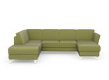 Wohnlandschaft SIT & MORE "Visby U-Form", grün, B:303cm H:87cm T:213cm, Sofas, Wohnlandschaft, Wahlweise mit Bettfunktion und Stauraum, frei im Raum stellbar