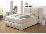 Boxspringbett HOME AFFAIRE "Wehma", beige, B:150cm L:233cm, Struktur fein (100% Polyester), Komplettbetten, Boxspringbett, inkl. Topper in 3 verschiedenen Matratzen, auch in Samtstoff