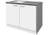 Spülenschrank FLEX-WELL "Lucca", weiß (weiß matt, caledonia), B:100cm H:85cm T:57cm, Holzwerkstoff, Schränke, Spülenschrank, (B x H x T) 100 x 85 x 60 cm, inkl. Einbauspüle