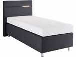 Boxspringbett, grau (strukturstoff anthrazit), mit LED-Beleuchtung, Liegefläche B/L: 90cm x 200cm, H3, 5-Zonen-Tonnentaschen-Federkernmatratze, Bezug Unterbox und Kopfteil: Strukturstoff (77% Polyester und 23% Viskose);Bezug Obermatratze 100% Polyester, waschbar bis 60C, WESTFALIA SCHLAFKOMFORT, Komplettbetten, Boxspringbett, wahlweise mit LED-Beleuchtung