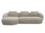Wohnlandschaft FLEXLUX "Torino, rund, L-Form, Sofa-Ecke mit Recamiere, Longchair-Sofa", beige (natural), B:276cm H:85cm T:146cm, Sofas, Wohnlandschaft, Modernes, organisches Sofa-Design, Kaltschaum, Wellenunterfederung