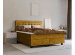Boxspringbett HOME AFFAIRE "Jeanne", gelb (mustard), B:141cm L:208cm, 100% Polyester, Komplettbetten, Boxspringbett, inkl. Topper mit Taschen-Federkernmatratze
