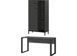 Büromöbel-Set GERMANIA "GW-Rovigo", grau (graphit, schwarz), B:229cm H:120cm T:60cm, Holzwerkstoff, Metall, Arbeitsmöbel-Sets, Büromöbel-Set, Schreibtisch mit Knieblende, Made in Germany